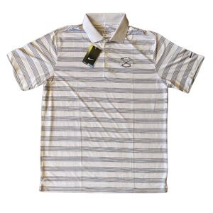 Nike Men's White Polo Golf Shirt with Black Stripes Size L